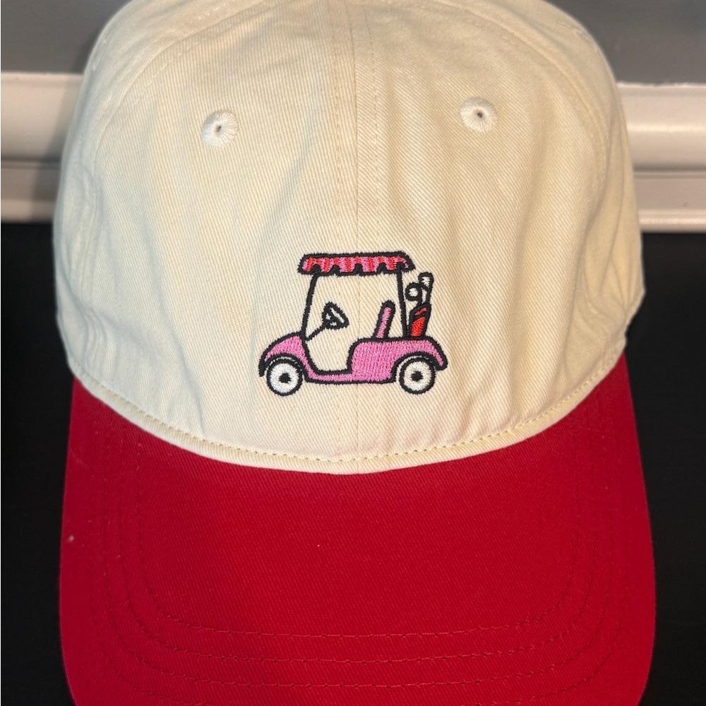 Two-Tone Pink & Red Golf Cart Cap